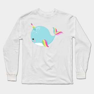 Unicorn Whale, Cute Whale, Baby Whale, Blue Whale Long Sleeve T-Shirt